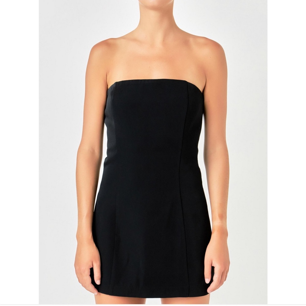 Black (endless rose) mini strapless dress